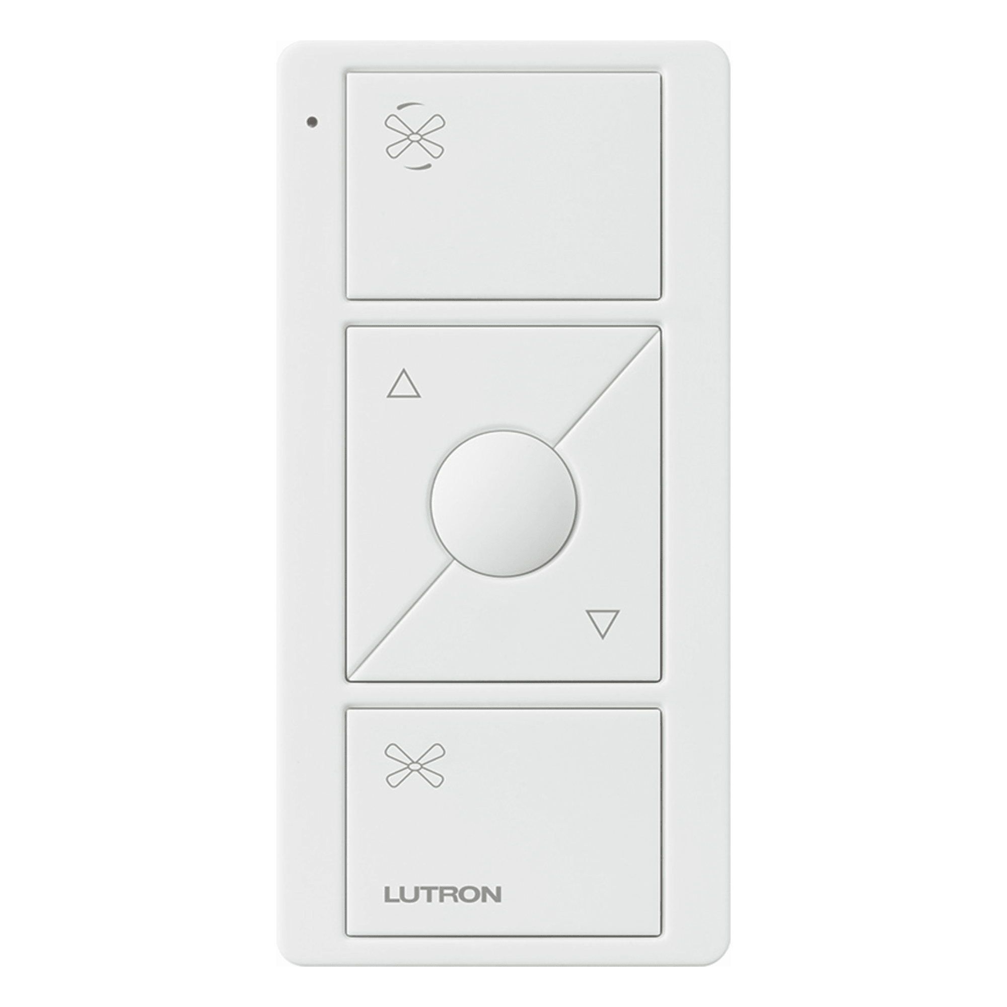 Control Pico inalámbrico para ventilador de techo, 3 botones con subir/bajar y botón de velocidad preestablecida, batería de 10 años, compatible con Caseta Wireless — LUTRON ELECTRONICS · SKU PJ23BRLGWHF01