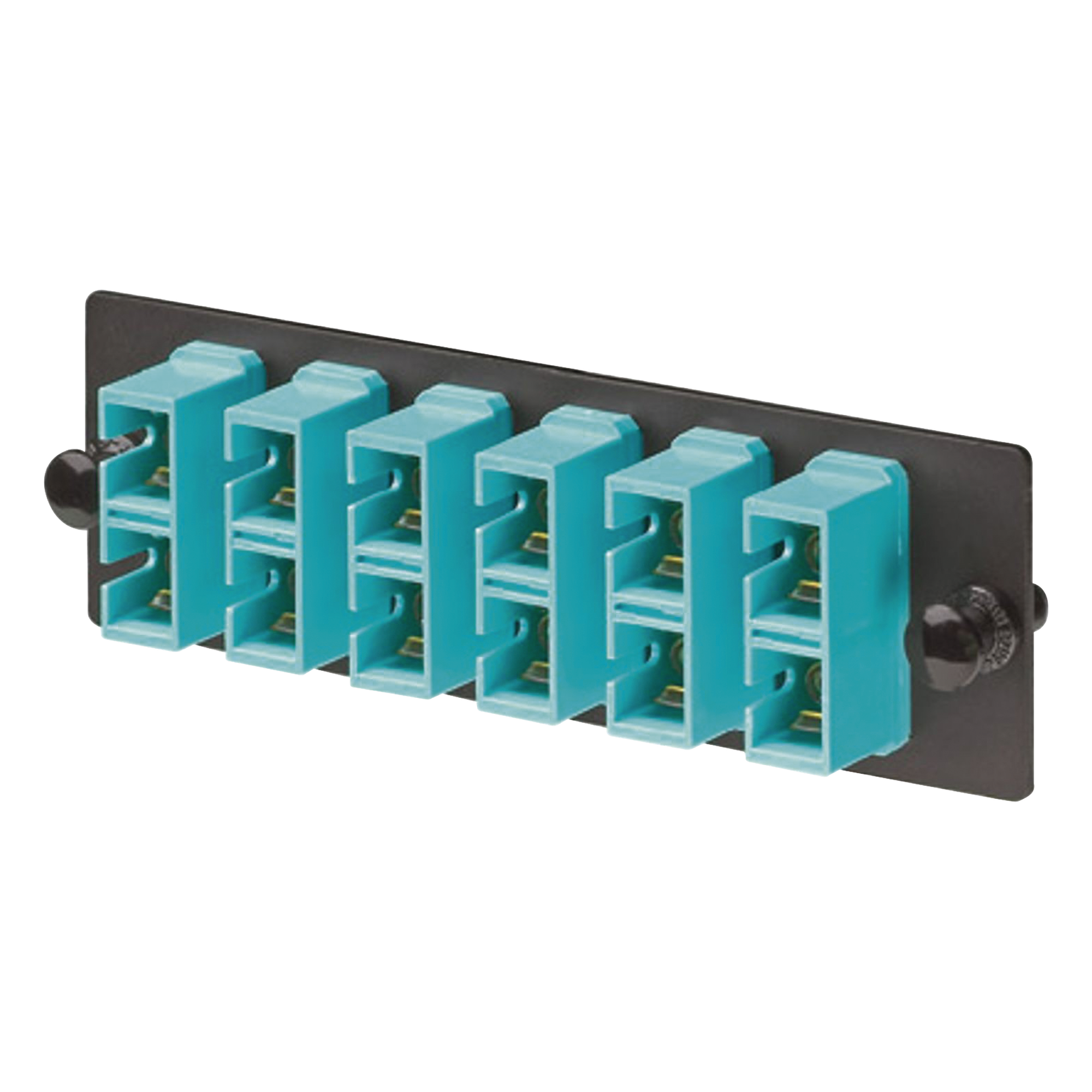 Placa Acopladora de Fibra Optica FAP, Con 6 Conectores SC Duplex (12 Fibras), Para Fibra Multimodo OM3/OM4, Color Aqua — PANDUIT · SKU FAP6WAQDSCZ