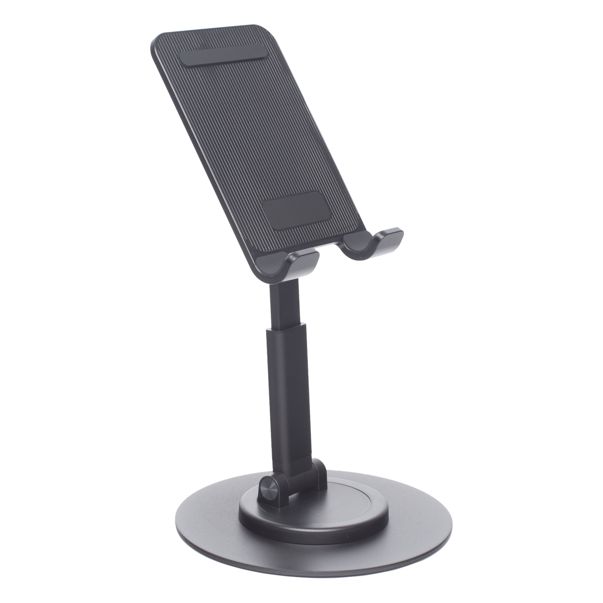 Soporte para Teléfono Celular Giratorio | 360° de Rotación | Angulo Ajustable | Altura Ajustable 17-20cm | Antideslizante | Ejes Giratorios de Alta Precisión| Plegable | Aluminio | Color Gris
