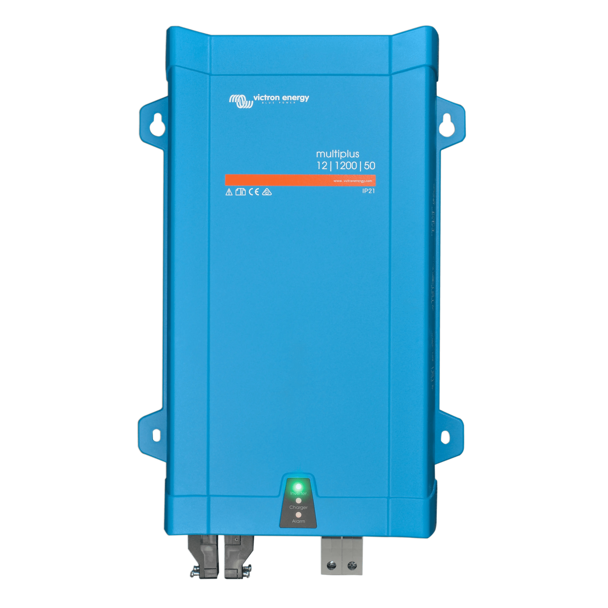 Inversor Cargador de Onda Pura / Entrada 12 Vcc / Salida 1000 W 120 Vca 60 Hz / Eficiencia 93% / Cargador 50 A / 3.28 ft / 3.28 ft / 1.31 ft — VICTRON ENERGY · SKU MPII12/1200SP