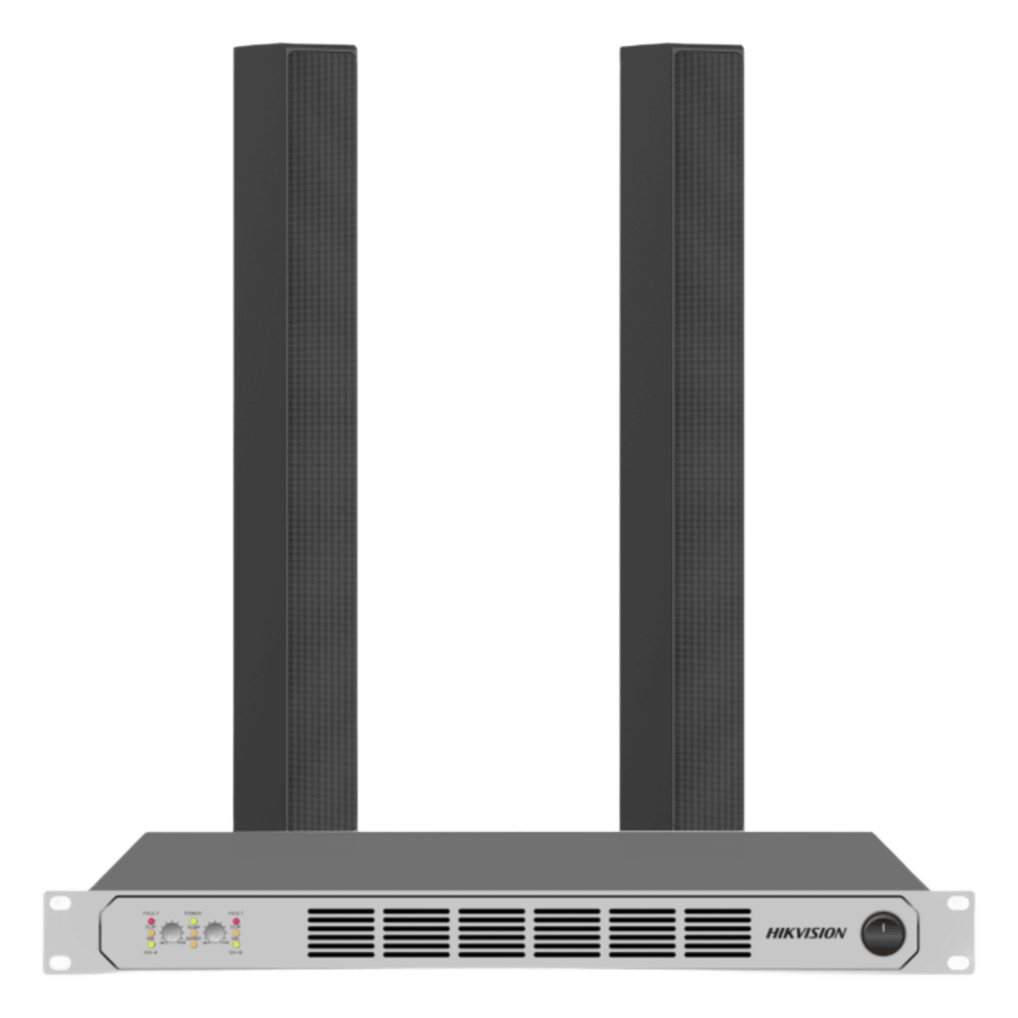 Kit de Amplificador y bocinas | Potencia profesional | 2 bocinas tipo columna — HIKVISION · SKU DSQAPKIT2