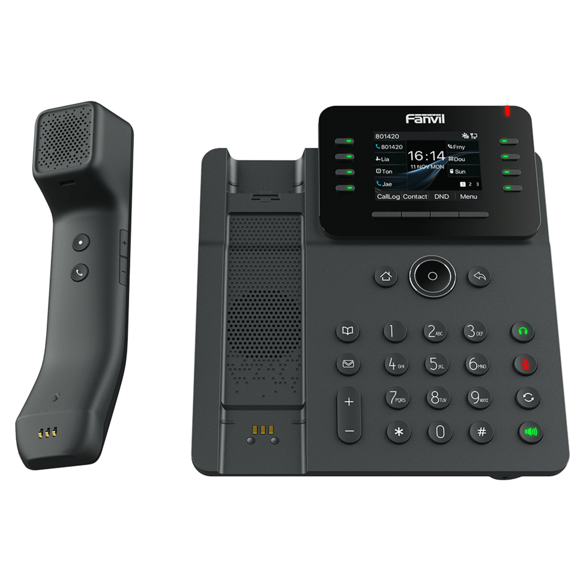 Teléfono IP / Handset Inalámbrico Bluetooth / 12 Líneas SIP / Pantalla IPS Táctil 2.8" HD / Conferencia 6 Vías / Puertos Gigabit / PoE 802.3af / OpenVPN / Hot Desking