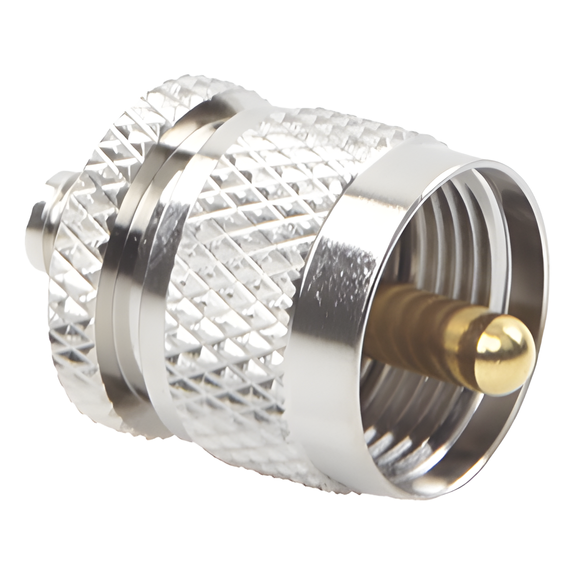 Adaptador en Línea de Conector SMA Hembra a UHF Macho (PL-259), Níquel/ Oro/ Teflón. — RF INDUSTRIES,LTD · SKU RSA-3474