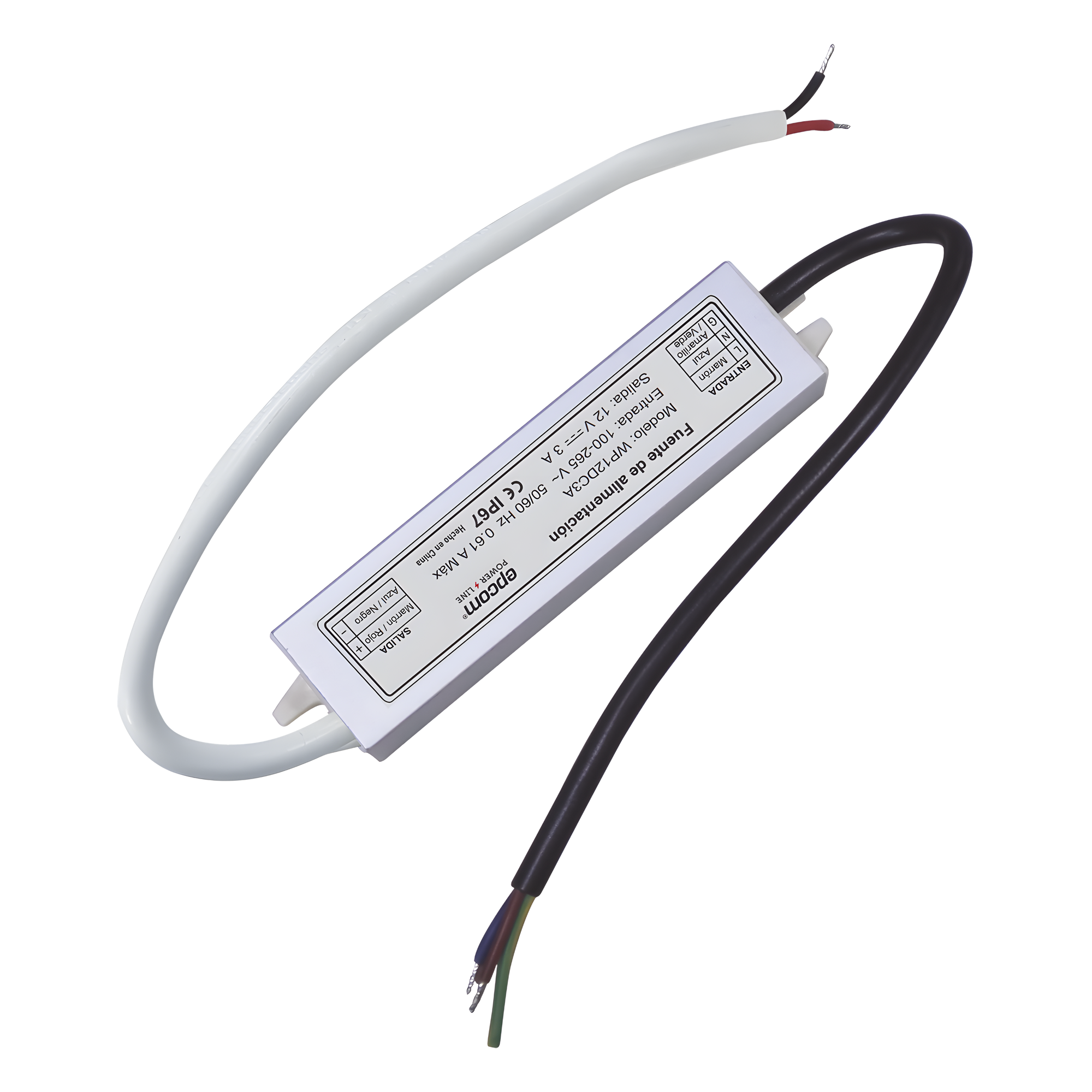 Fuente 12 V | 3 Amperes | Waterproof | Intemperie grado IP67 — EPCOM POWERLINE · SKU WP12DC3A