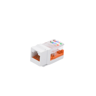Conector Jack Estilo Leadframe, Tipo Keystone, Categoría 5e, de 8 Posiciones y 8 Cables, Color Blanco