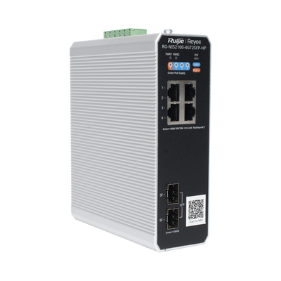 Switch Industrial PoE+ hasta 180 watts , Ideal para temperaturas Extremas y protección contra descargas, 1 puerto PoE++ 60W y 3 puertos PoE+ 30W, 2 SFP Uplink