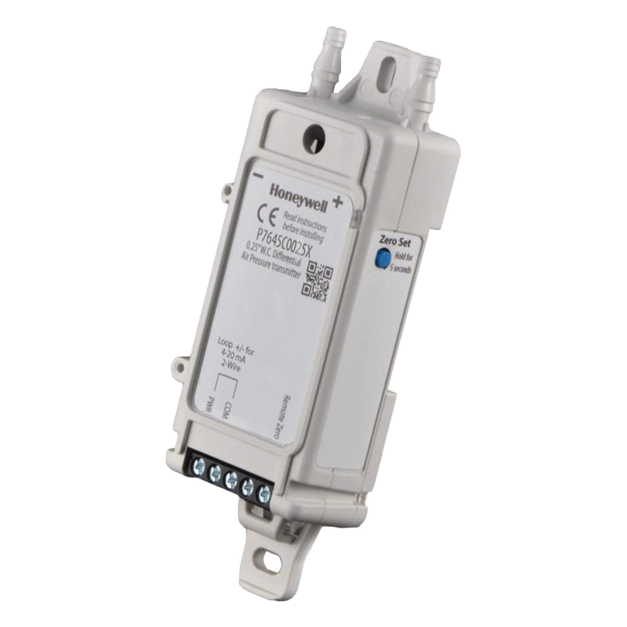 Sensor de presión diferencial de medios secos con sonda remota, 4 rangos seleccionables y salida universal — HONEYWELL BMS · SKU P7660D1000X