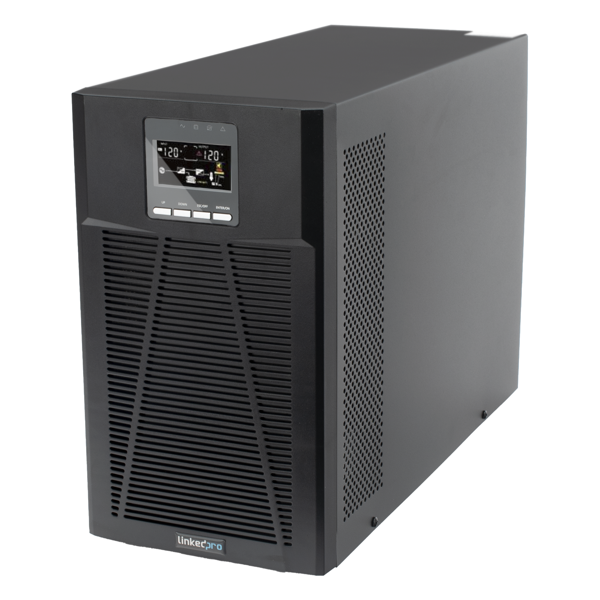 UPS Online Doble Conversión / 2000 VA / 1800 W / Factor de Potencia 0.9 / Onda Senoidal Pura / 2U Rack-Torre / AVR / Pantalla LCD — LINKEDPRO BY EPCOM · SKU LP2KOLT