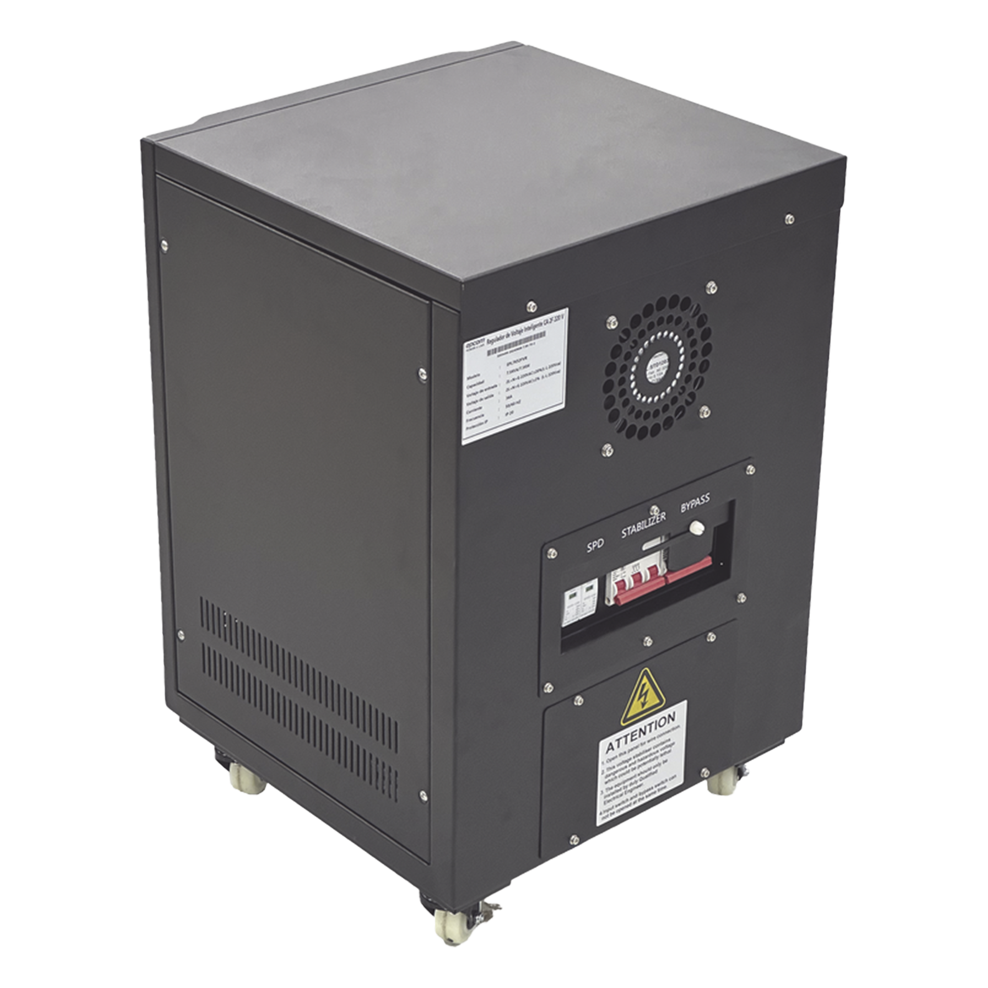 Regulador de Voltaje Industrial / Monofásico Ferrorresonante 5 kVA/5 kW / Entrada 96-144 Vca / Salida 117.6-122.4 Vca / Regulación ±2% / Eficiencia 98%