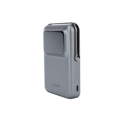 Power Bank Serie UNO Inalambrico | 10000mAh | 7.5W/20W  |  Con Emojis de Estado | Carga Rápida USB-C Bidireccional  | Pantalla TFT  Inteligente | Con Holder | Color Grey.