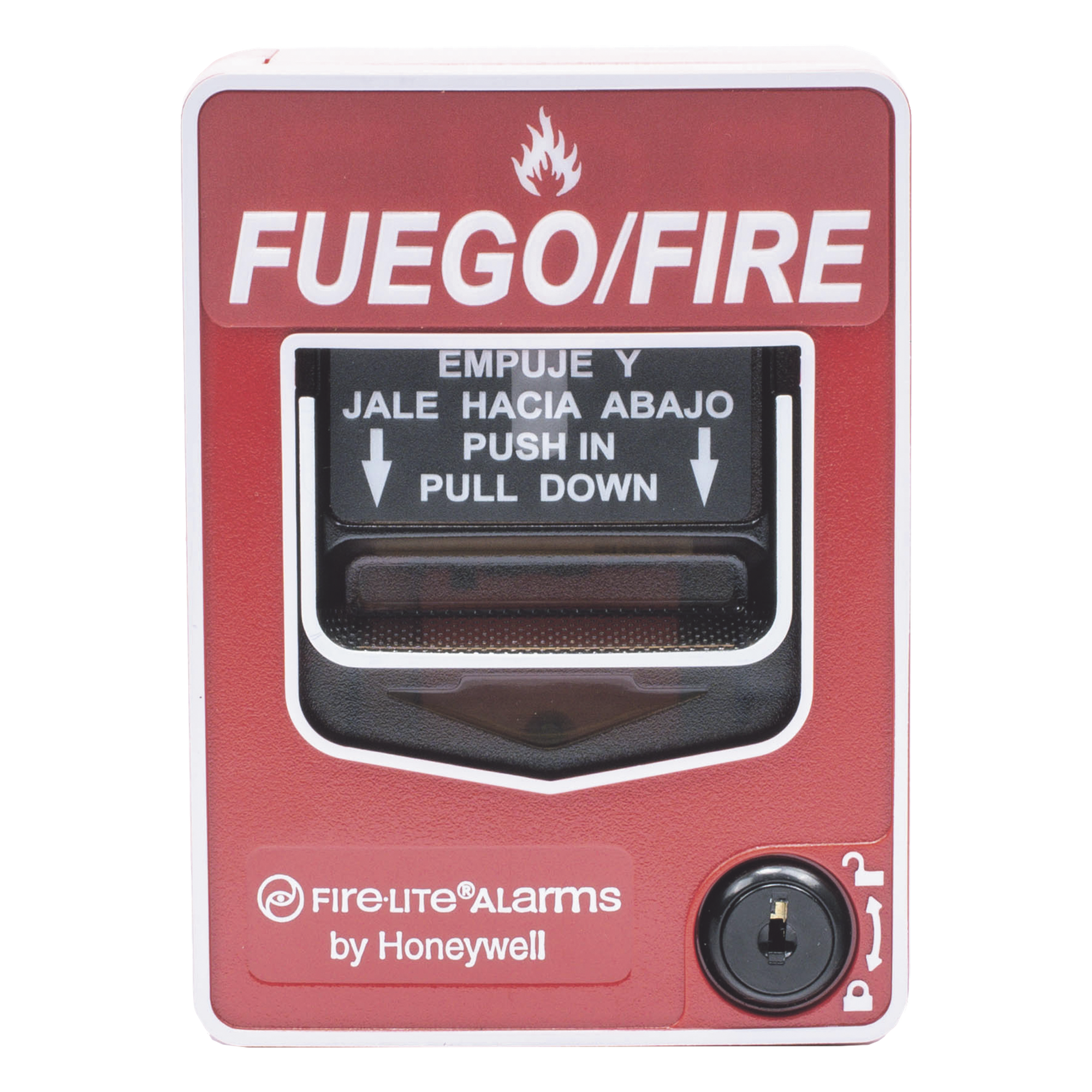 Estación manual de incendio inalámbrica direccionable de doble acción con rotulación bilingüe español-inglés — FIRE-LITE · SKU WBG12LXSP