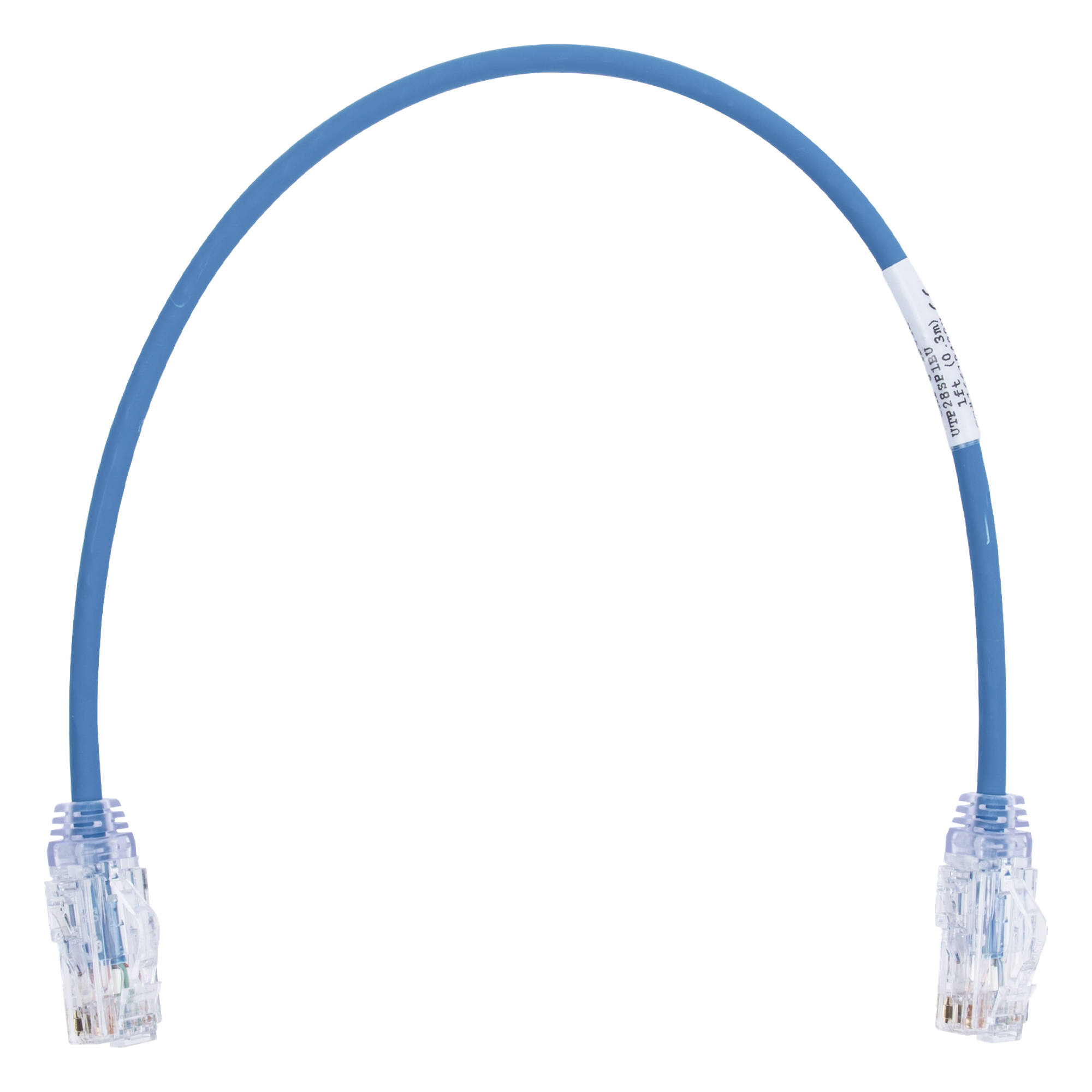 Cable de Parcheo TX6, UTP Cat6, Diámetro Reducido (28AWG), Color Azul, 0.3 Metros (1 Pie)