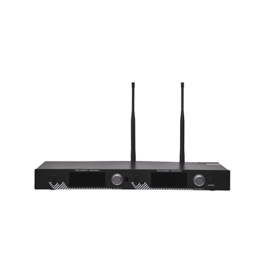 Kit de Microfonía inalámbrico | 2 Micrófonos de Lavalier | Receptor UHF | Pantalla LCD | 200 Canales | Gran cobertura