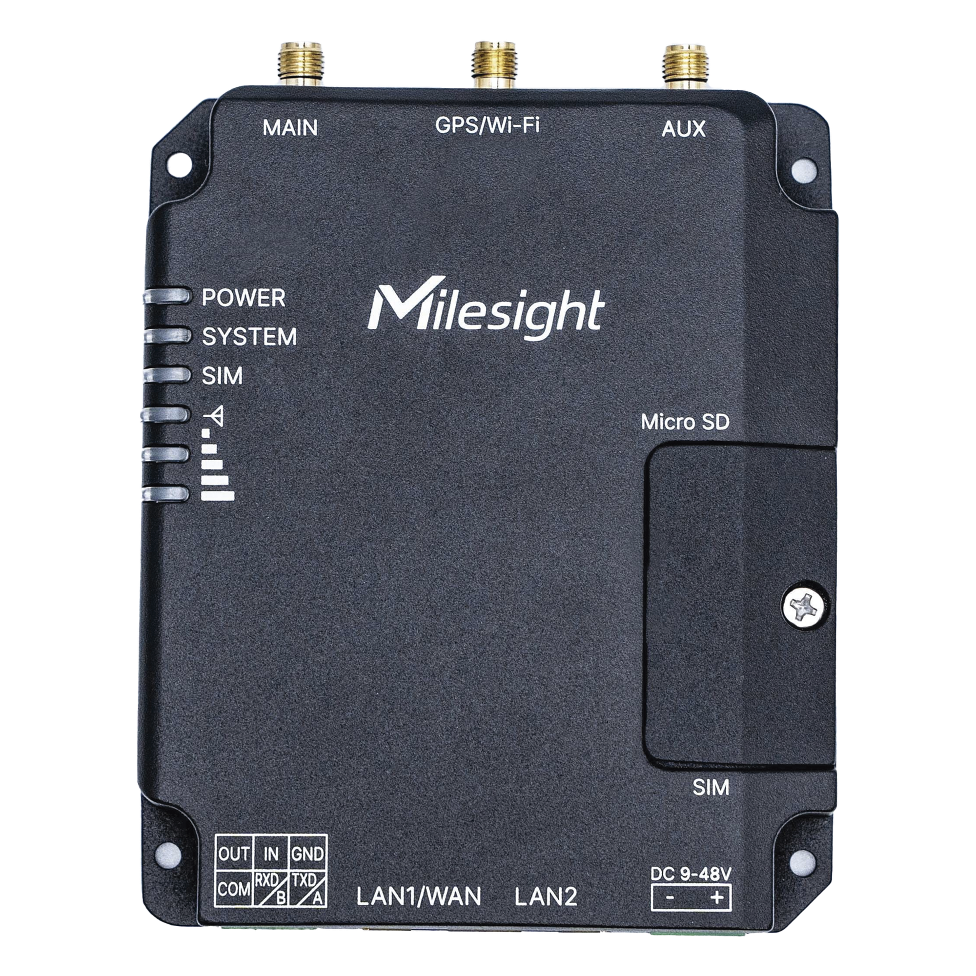 Router Industrial 4G LTE / WiFi 802.11b/g/n / Doble SIM / 2 Puertos Fast Ethernet / RS232+RS485 / -40°C a 70°C — MILESIGHT · SKU UR32-L04AF-W-485
