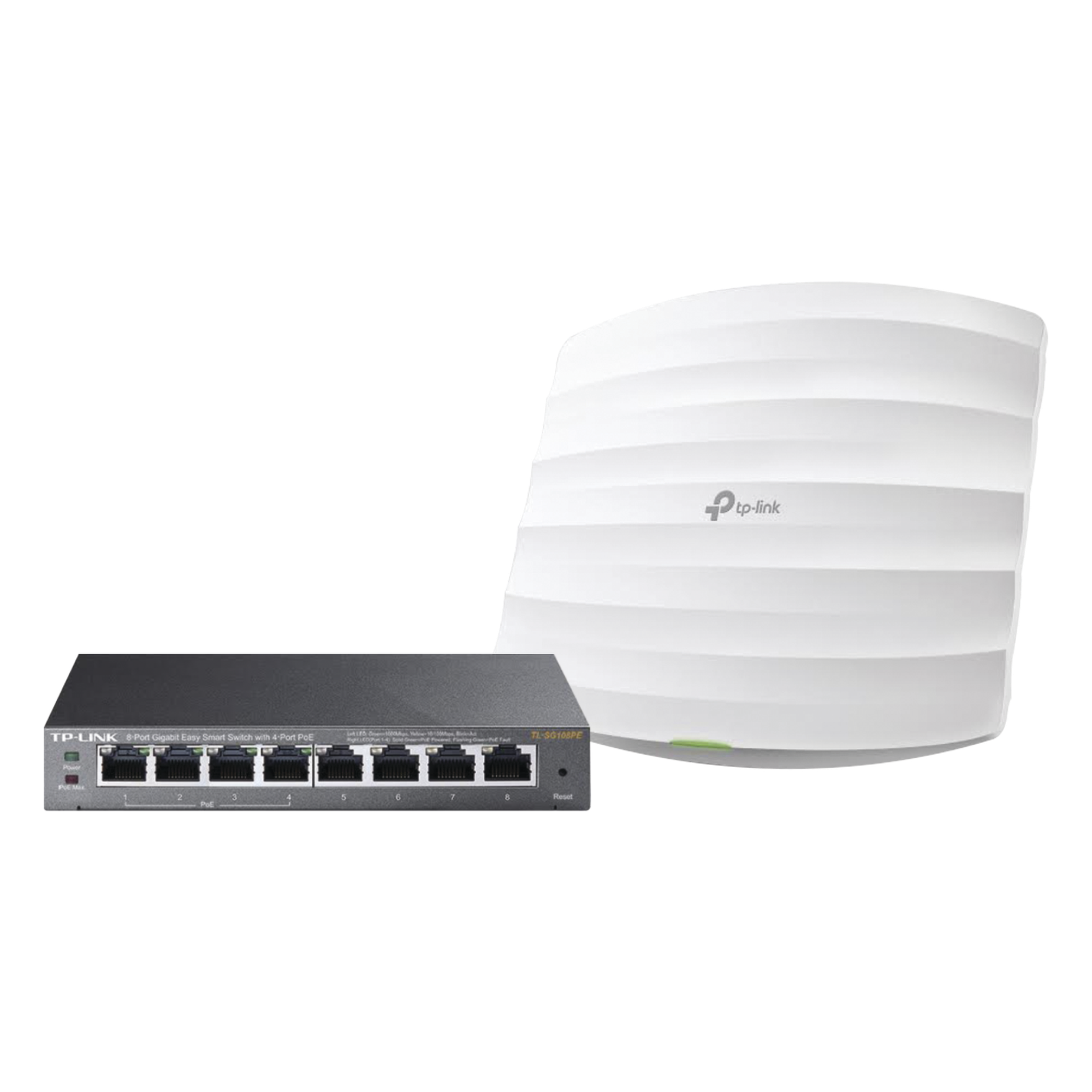 Kit de access point EAP245 y switch PoE TL-SG108PE, doble banda AC, hasta 1750 Mbps, 1 puerto Gigabit — TP-LINK · SKU EAP-STARTER-KIT-245PE