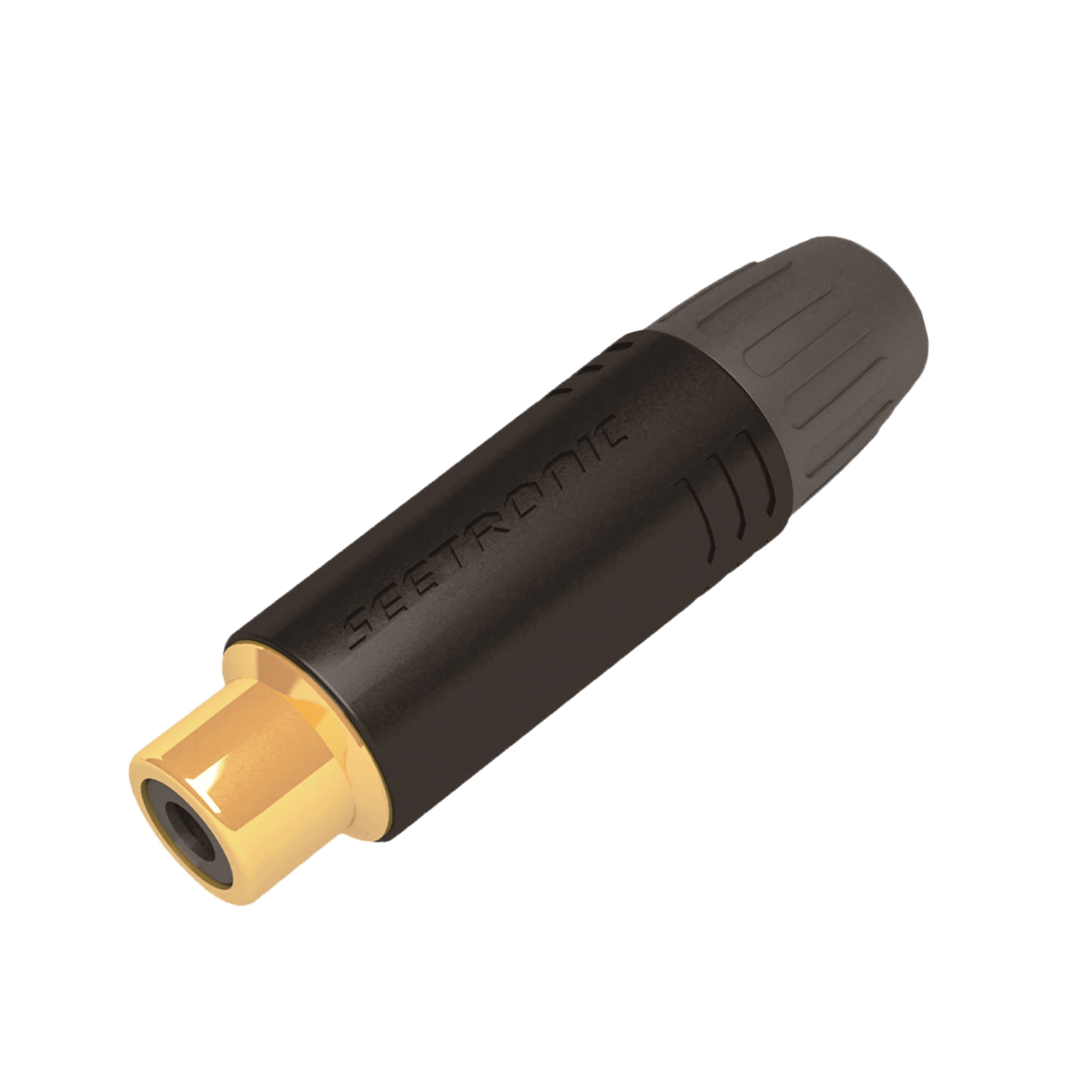 Conector Hembra RCA | Carcasa Enchapada en Negro | Contacto Enchapado en Oro | Cable OD 3.5-6.5mm