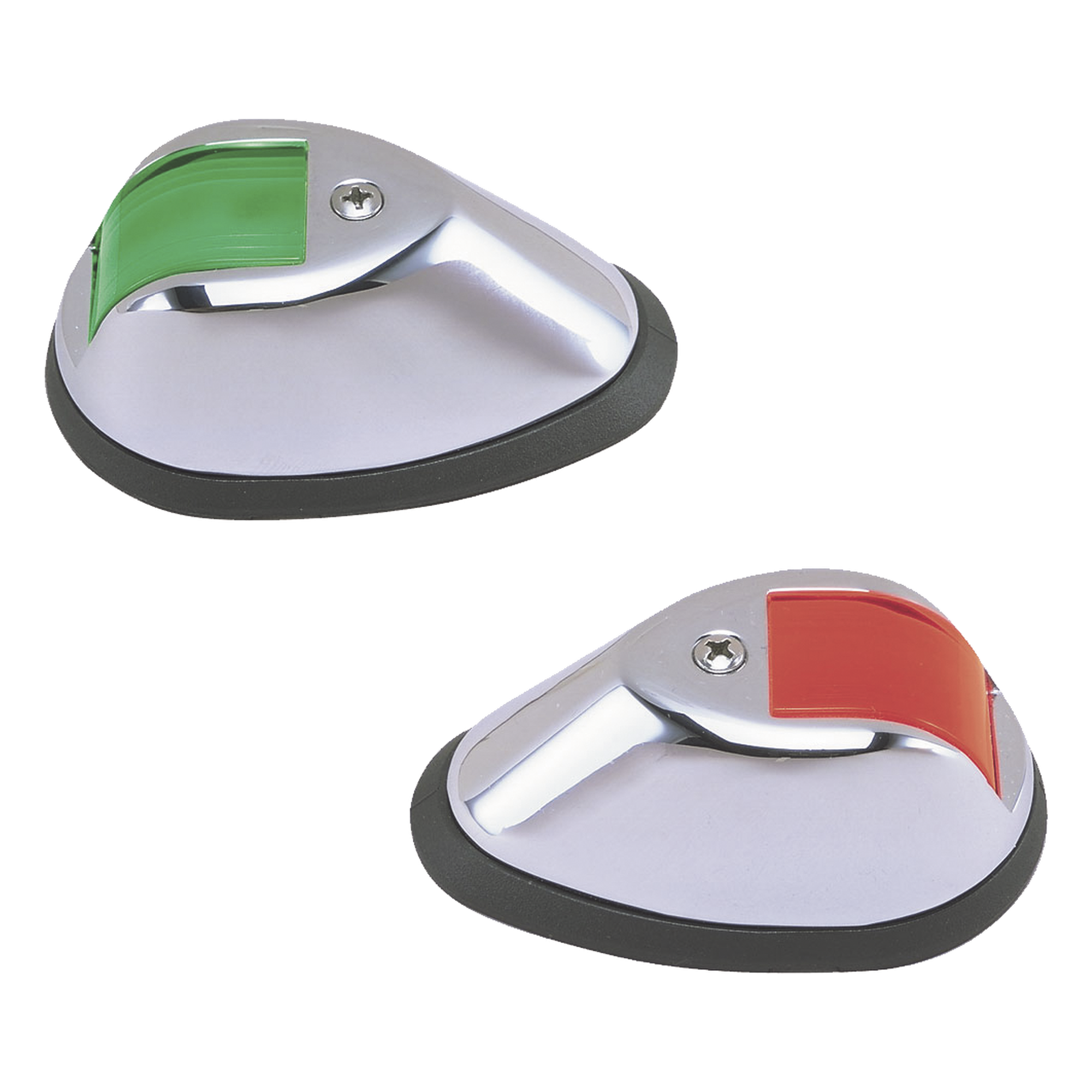 Set de Luces de Navegación Verticales en Carcasa Cromada en Color Rojo/Verde para Embarcaciones a Motor de Hasta 20 Metros — PERKO · SKU 0254-M00-DP1
