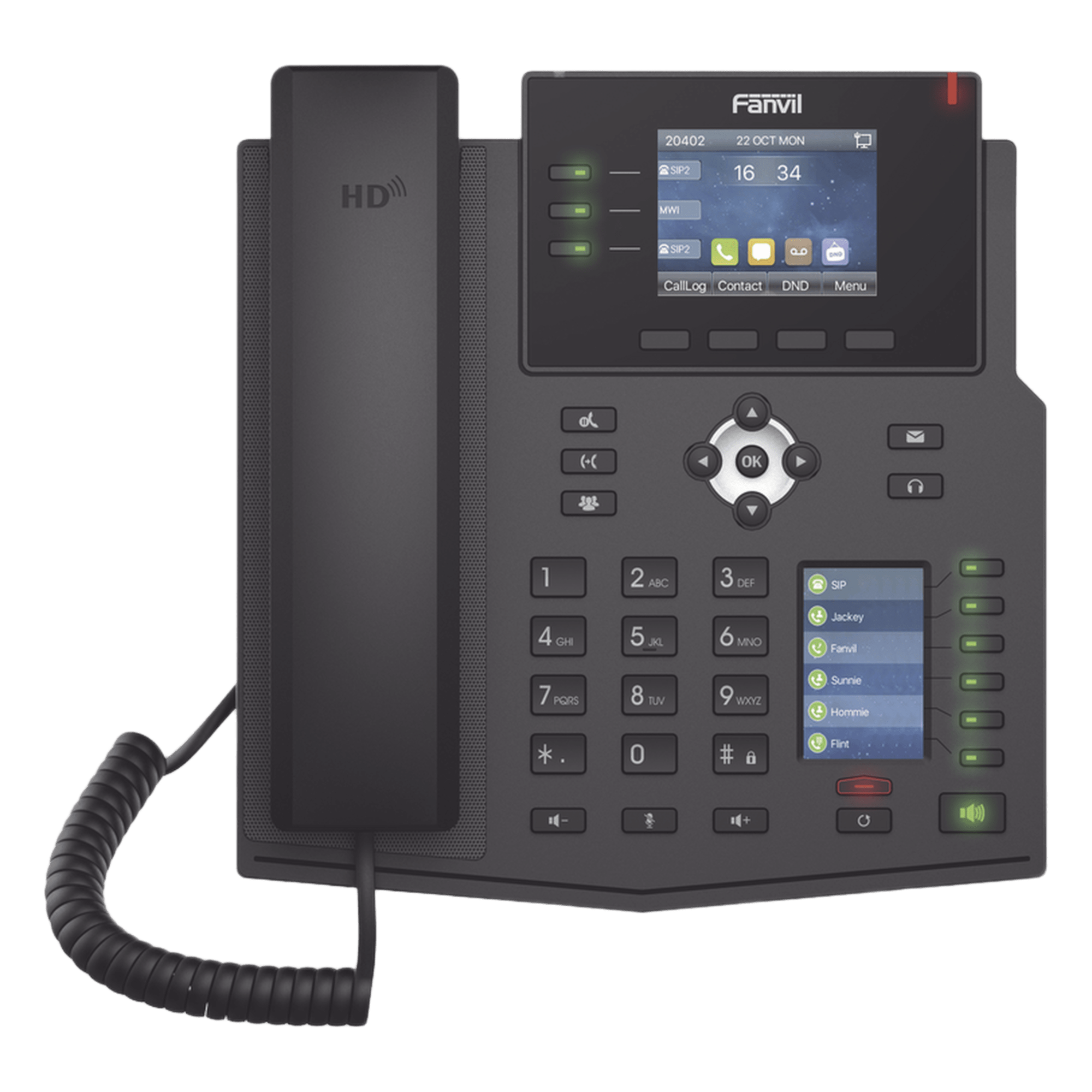 Teléfono IP Empresarial con Estándares Europeos, 12 lineas SIP con pantalla a color, 30 teclas DSS/BLF, puertos Gigabit, IPv6, Opus , PoE/DC — FANVIL · SKU X4U