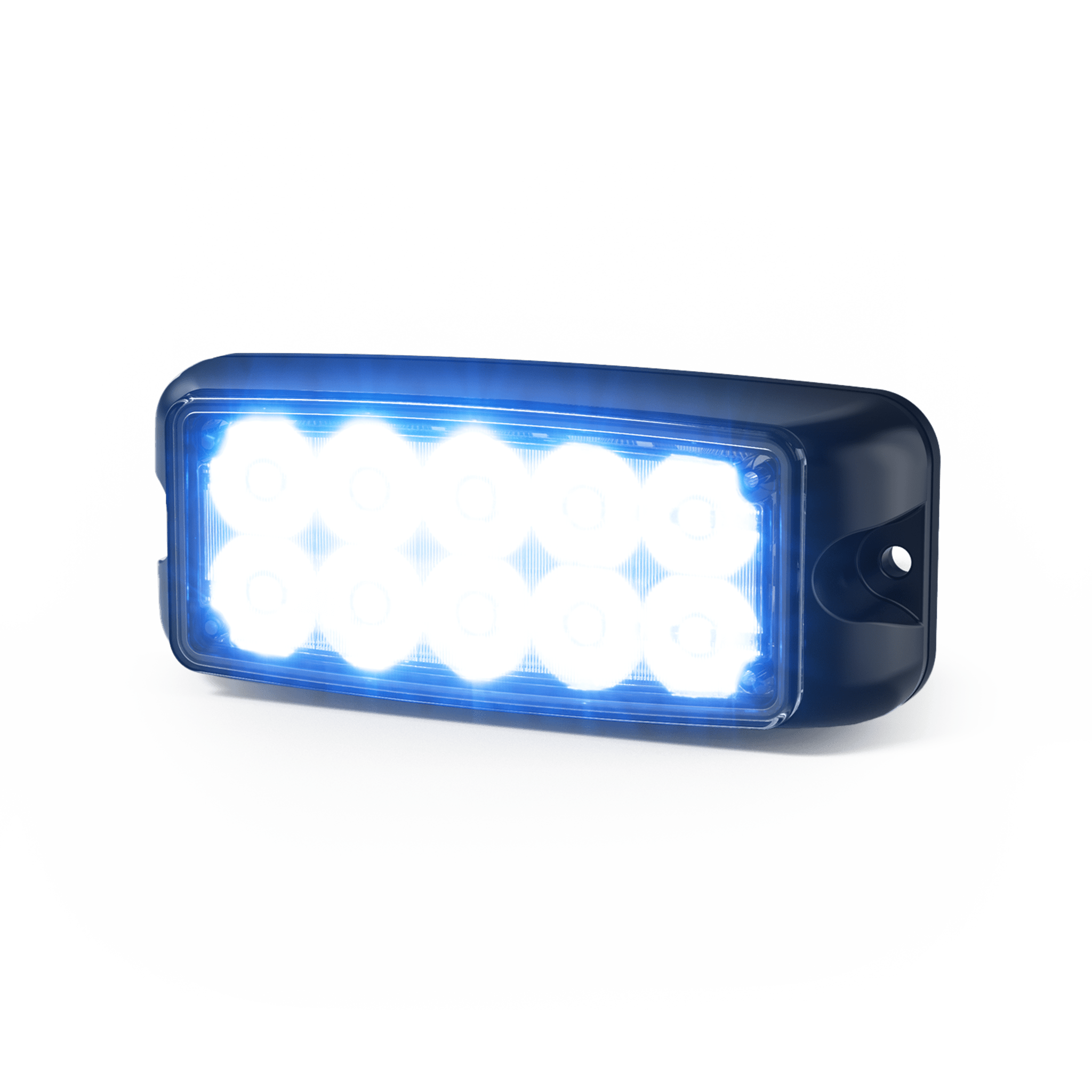 Luz de Advertencia de 5X2" 10 LED, Rojo/Azul, Bisel Negro, Lente Transparente