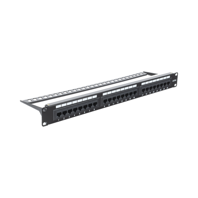 Panel de Parcheo de Impacto (110) UTP de 24 Puertos Cat6A, 19 Pulgadas (48.26 cm), con Barra para Organizar Cables y Espacio para Etiqueta