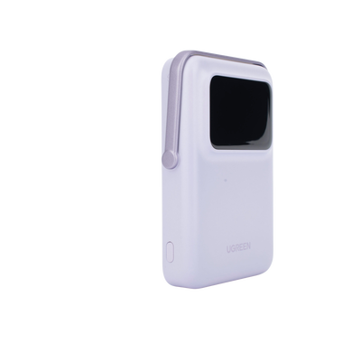 Power Bank Serie UNO Inalambrico | 10000mAh | 7.5W/20W | Con Emojis de Estado | Carga Rápida USB-C Bidireccional | Pantalla TFT Inteligente | Con Holder | Color Purple.