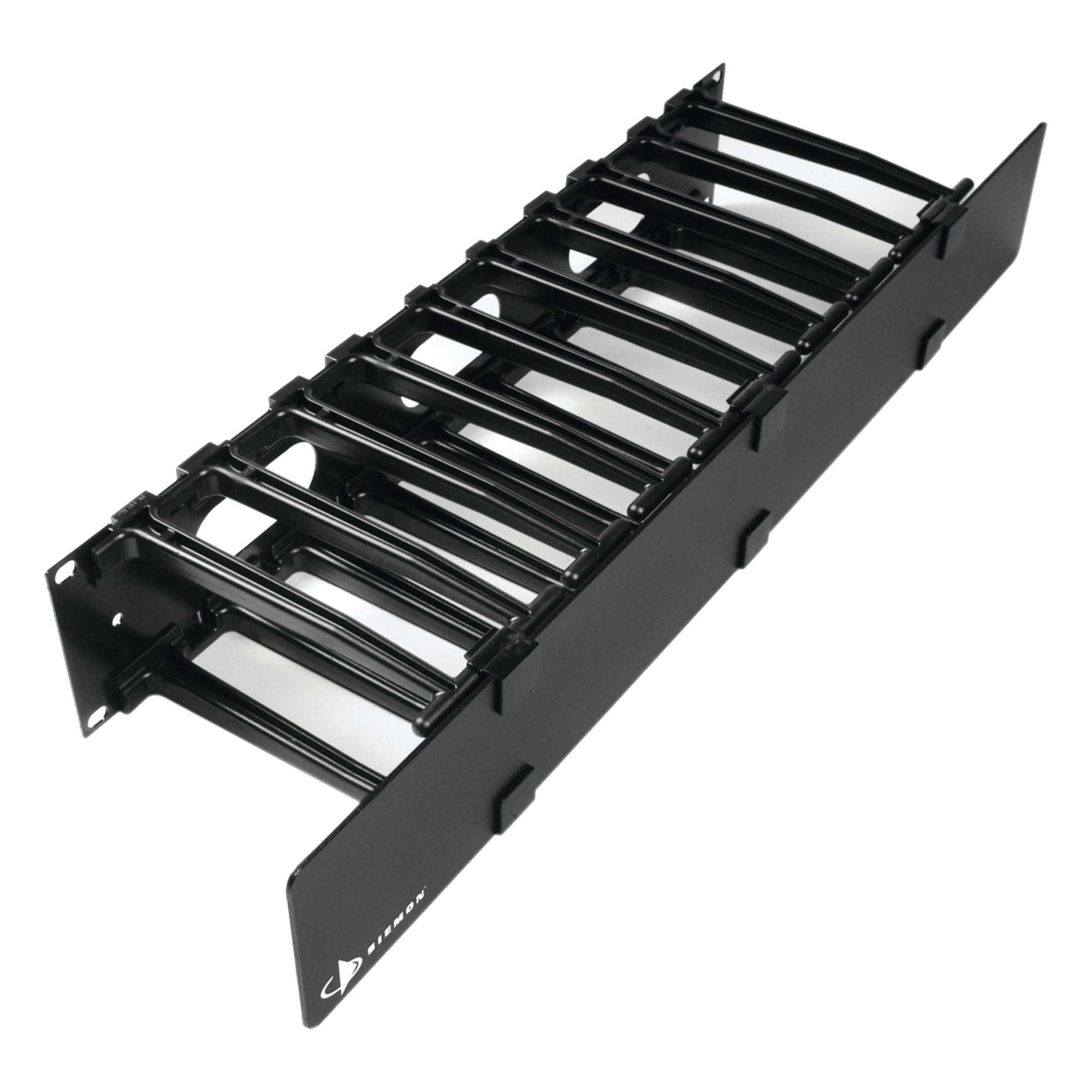 Organizador de Cable Horizontal RouteIT, Sencillo, Para Rack de 19in, 6in de profundidad, 2UR — SIEMON · SKU HCM-6-2U