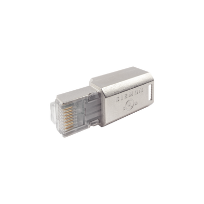 Plug RJ45 Cat6A Blindado, Terminación en Campo, Compatible con Todas las Categorías, con Clip Protector de Seguro