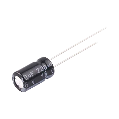 Capacitor Electrolítico en Aluminio, Radial de 220 µFd, 16 Vcc, 105 °C, 6.3 x 11 mm.