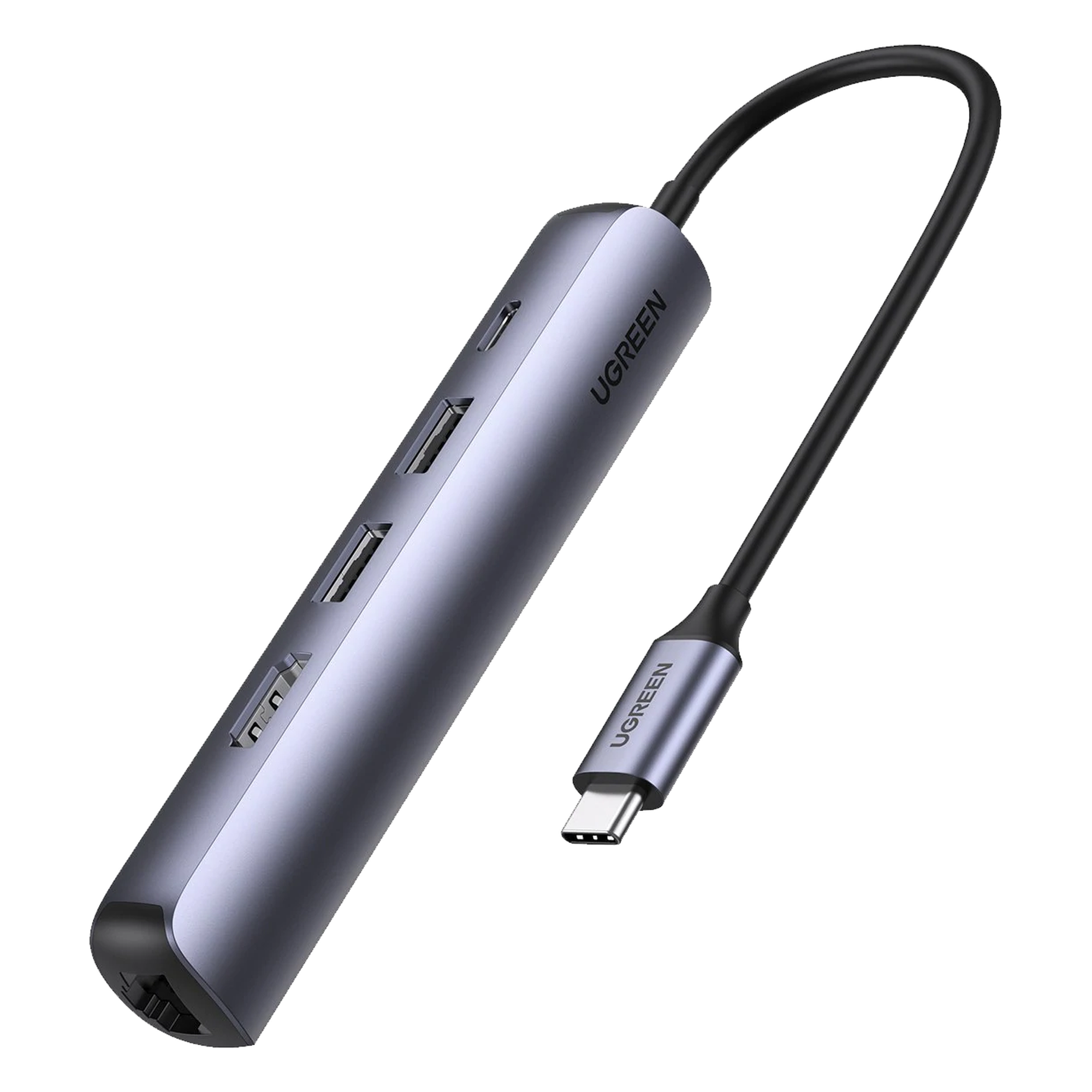 Docking Station USB-C / 5 en 1 / HDMI 4K@60Hz / 2 USB-A 3.1 5 Gbps / RJ45 Gigabit / PD 100W / Aluminio — UGREEN · SKU 10919