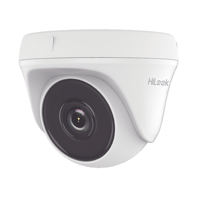 Turret TURBOHD 1 Megapixel (720p) / Gran Angular / Angulo de visión 92° / Lente 2.8 mm / 20 mts IR EXIR / 4 Tecnologías (TVI / AHD / CVI / CVBS) / Uso en Interior / dWDR — HiLook by HIKVISION · SKU THC-T110-P