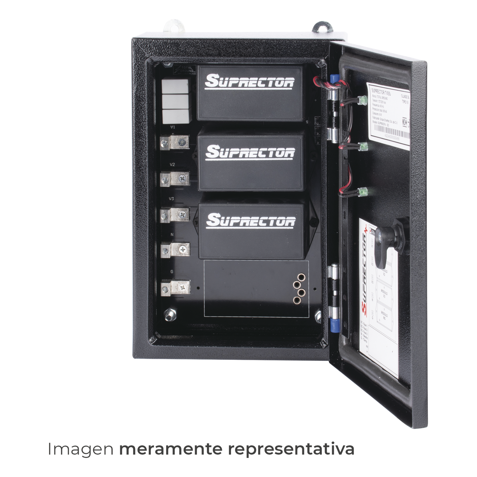 Supresor de Transientes Clase B / 60 kA / 127/220 Vca / 2 Fases / Gabinete NEMA 4 / 30x20x12 cm (11.8x7.9x4.7 in)