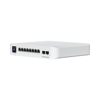 Switch UniFi Pro 8 PoE Administrable Capa 3, 8 puertos GbE / (6) puertos POE+ af/at y (2) puertos POE++ 802.3bt / (2) puertos SFP+ 10G / 120W de presupuesto POE