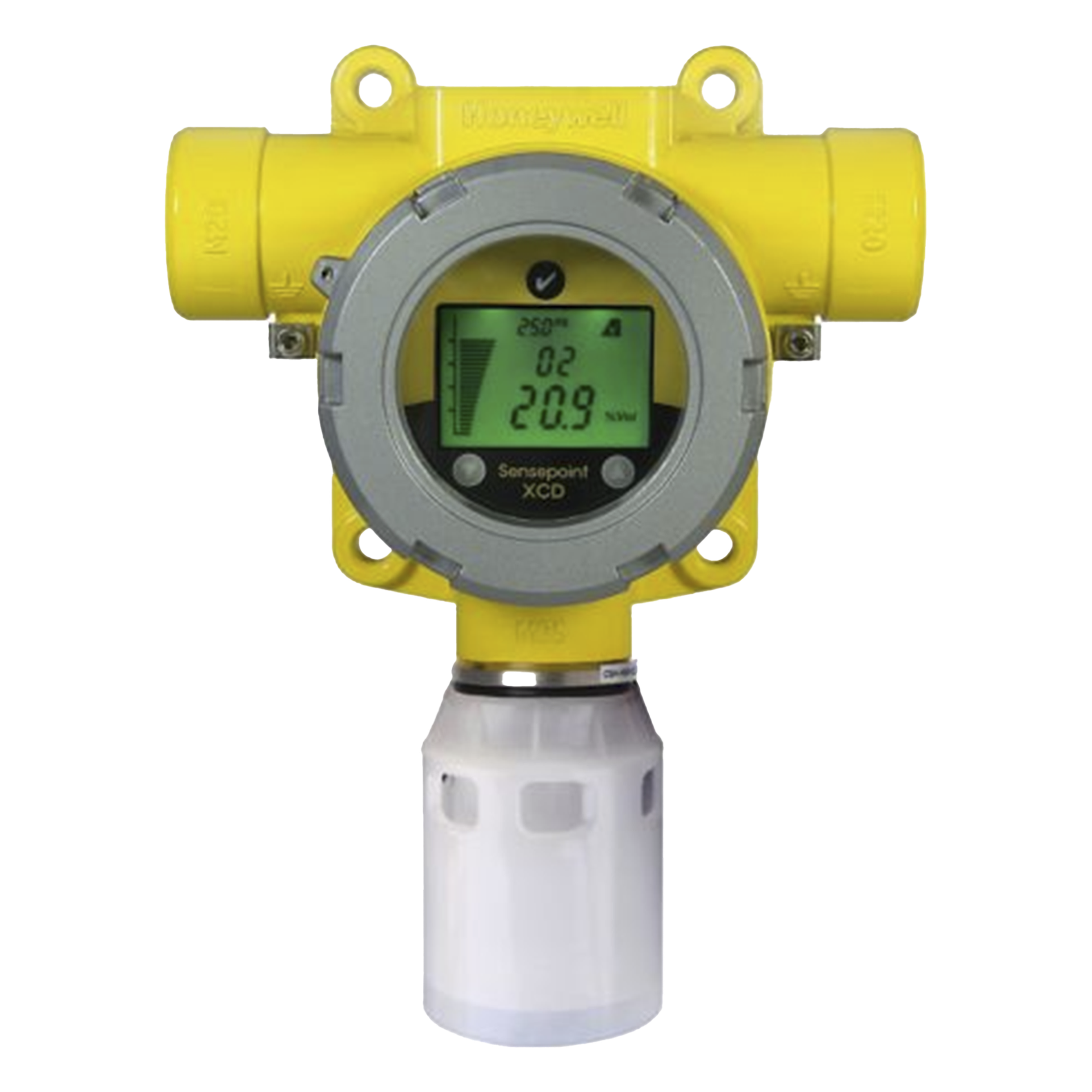 Detector fijo de oxígeno con sensor electroquímico EC, salida 4-20 mA y Modbus, para atmósferas potencialmente explosivas — HONEYWELL ANALYTICS · SKU SPXCDULNO1M