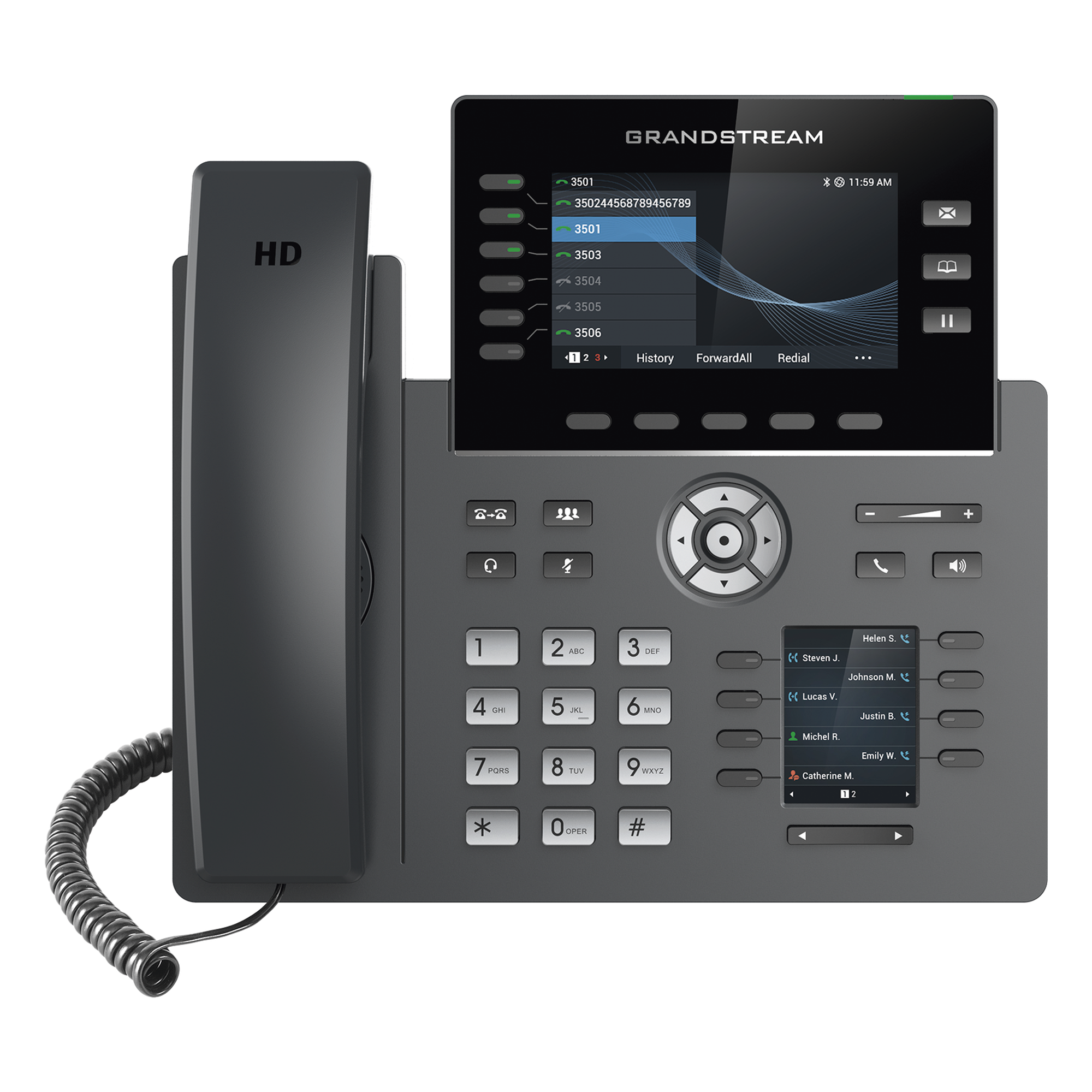 Teléfono IP Wi-Fi, Grado Operador, 6 líneas SIP con 6 cuentas, pantalla a color 4.3", puertos Gigabit, Bluetooth, PoE, codec Opus, IPV4/IPV6 con gestión en la nube GDMS — GRANDSTREAM · SKU GRP-2616