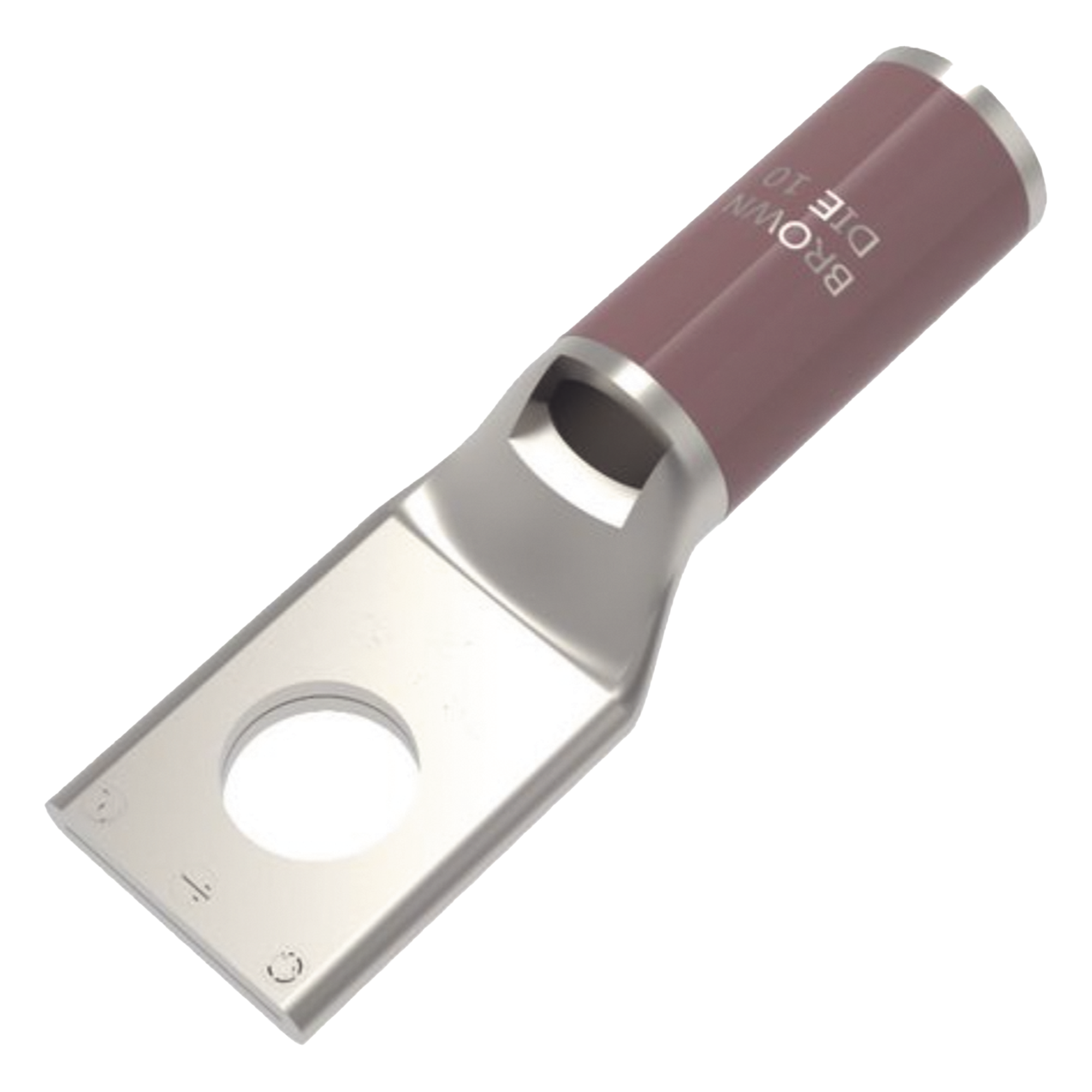 Zapata Terminal de Compresión de Cobre Electrolítico Estañado de Cañón Corto para Tornillo de 1/2" y Calibre 4 AWG.