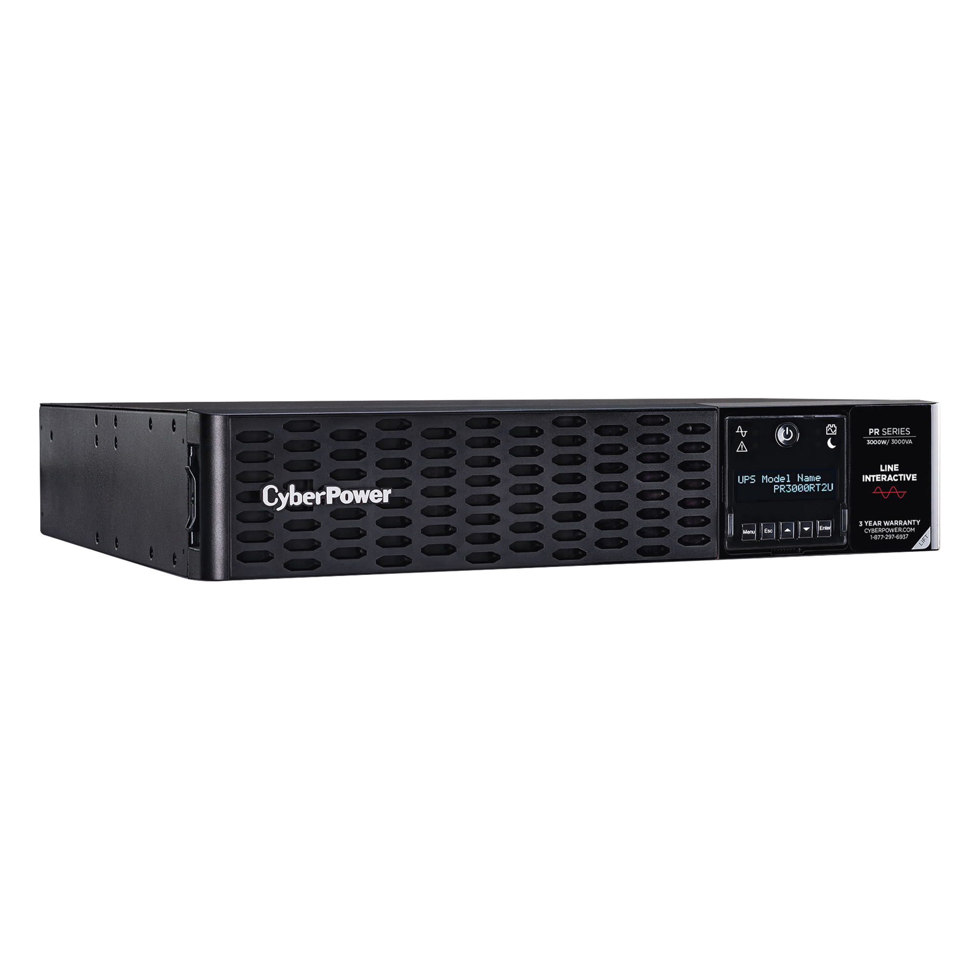 UPS de 3000 VA/3000 W, Topología Línea Interactiva, Entrada 120 Vca NEMA L5-30P, Onda Senoidal Pura, Torre o Rack 2 UR, Con 8 Tomas NEMA 5-20R y 1 NEMA L5-30R
