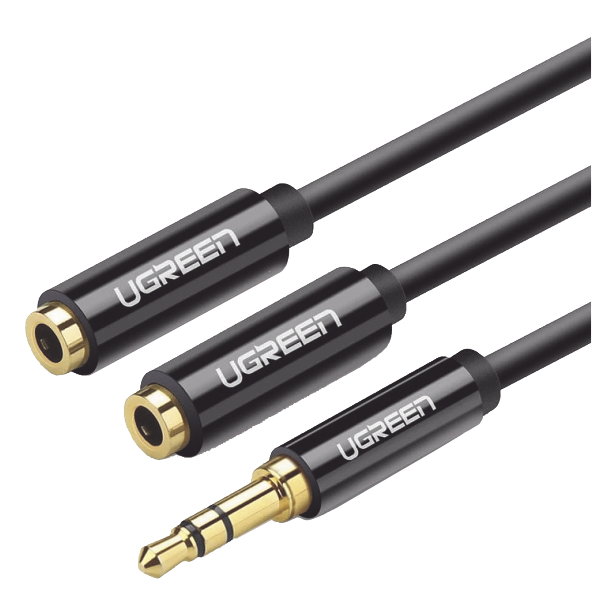 Cable Adaptador/Divisor de Audio de 3.5mm Macho a 2 Terminales de 3.5mm Hembra / 25 cm de Longitud / Cable TPE / Color Negro — UGREEN · SKU 20816
