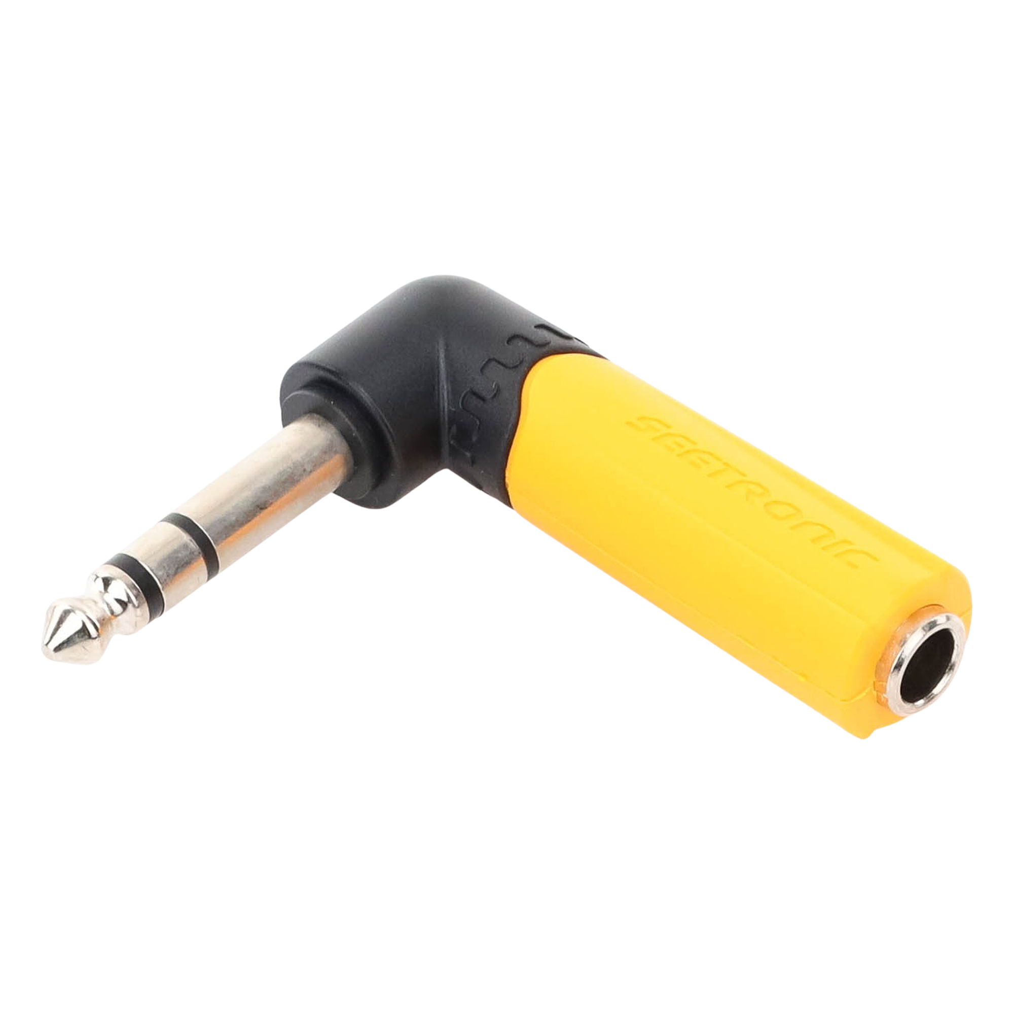 Adaptador de Audio Estéreo / Jack 1/4in a 1/4in / Ángulo Recto / Carcasa Plástica