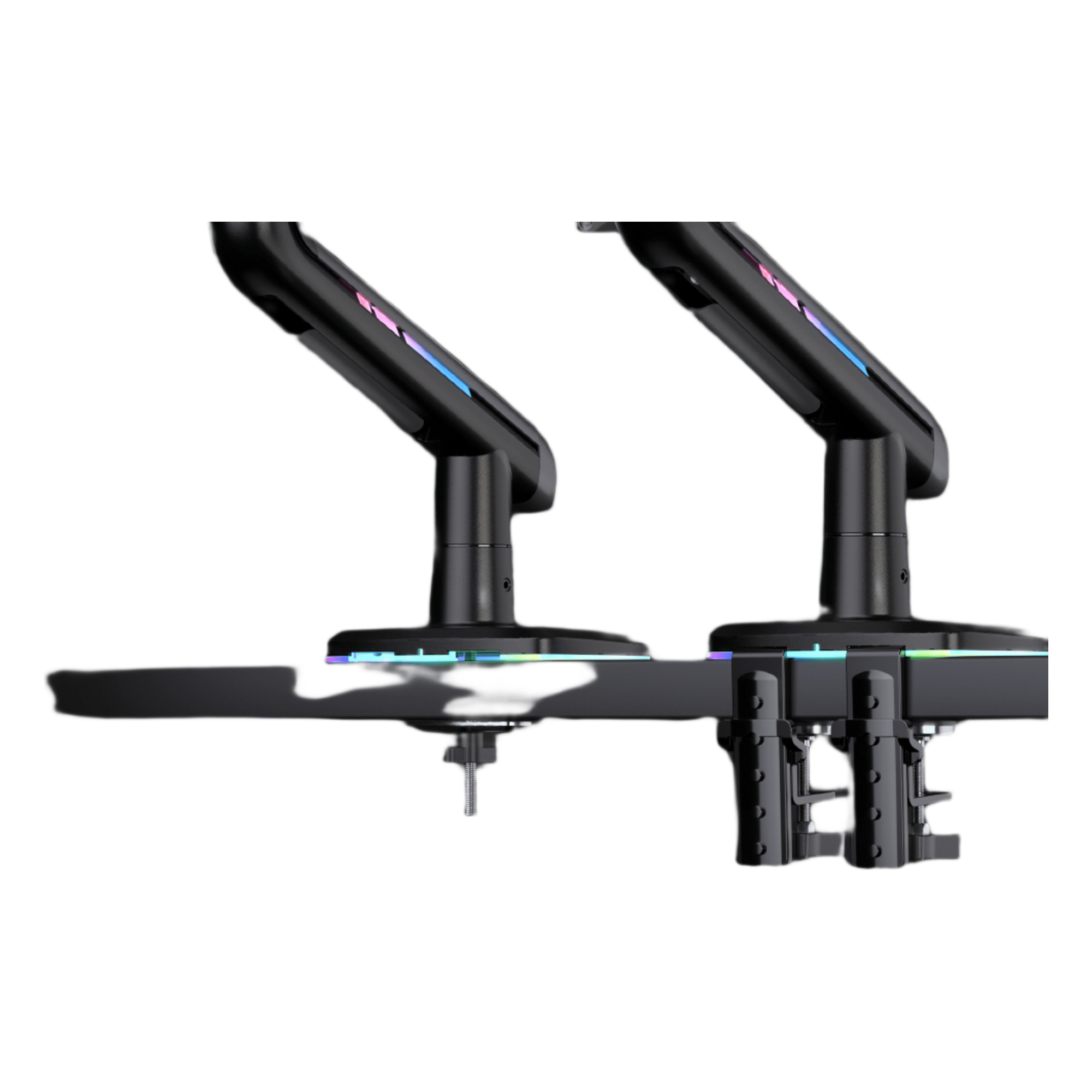 Soporte Mecánico para Monitor / 32" a 60" / Carga 2-20 kg (4.4-44 lbs) / VESA 75x75 y 100x100 mm / Iluminación RGB / Resorte de Alta Precisión / Rotación 360°