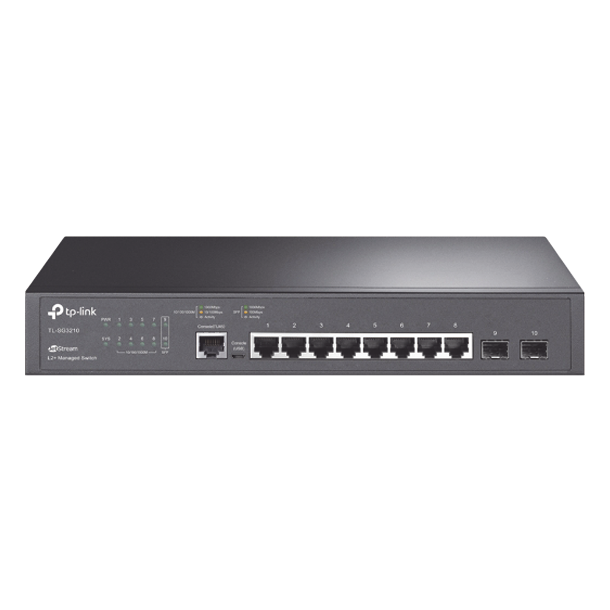 Switch JetStream SDN Administrable 8 puertos 10/100/1000 Mbps + 2 puertos SFP, administración centralizada OMADA SDN — TP-LINK · SKU TL-SG3210