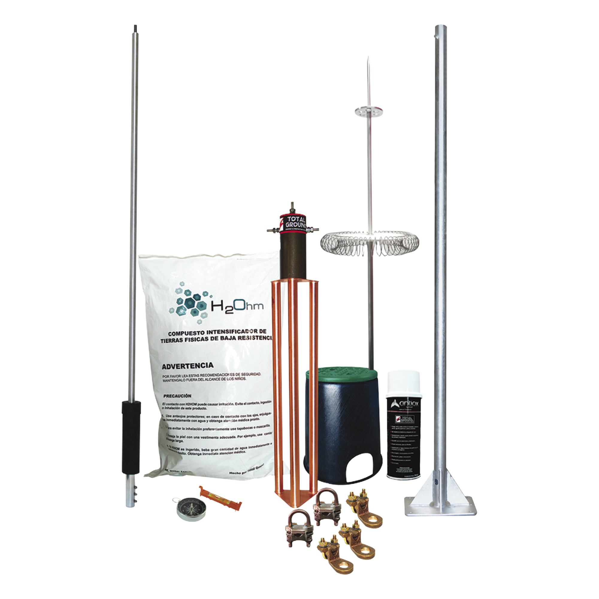 Kit de Pararrayo Dipolo con Electrodo y Accesorios de Instalación para Techo.