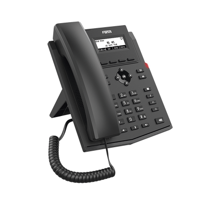 Teléfono IP empresarial para 2 lineas SIP con pantalla LCD, Puertos Gigabit, Códec Opus, conferencia de 6 vías, PoE.