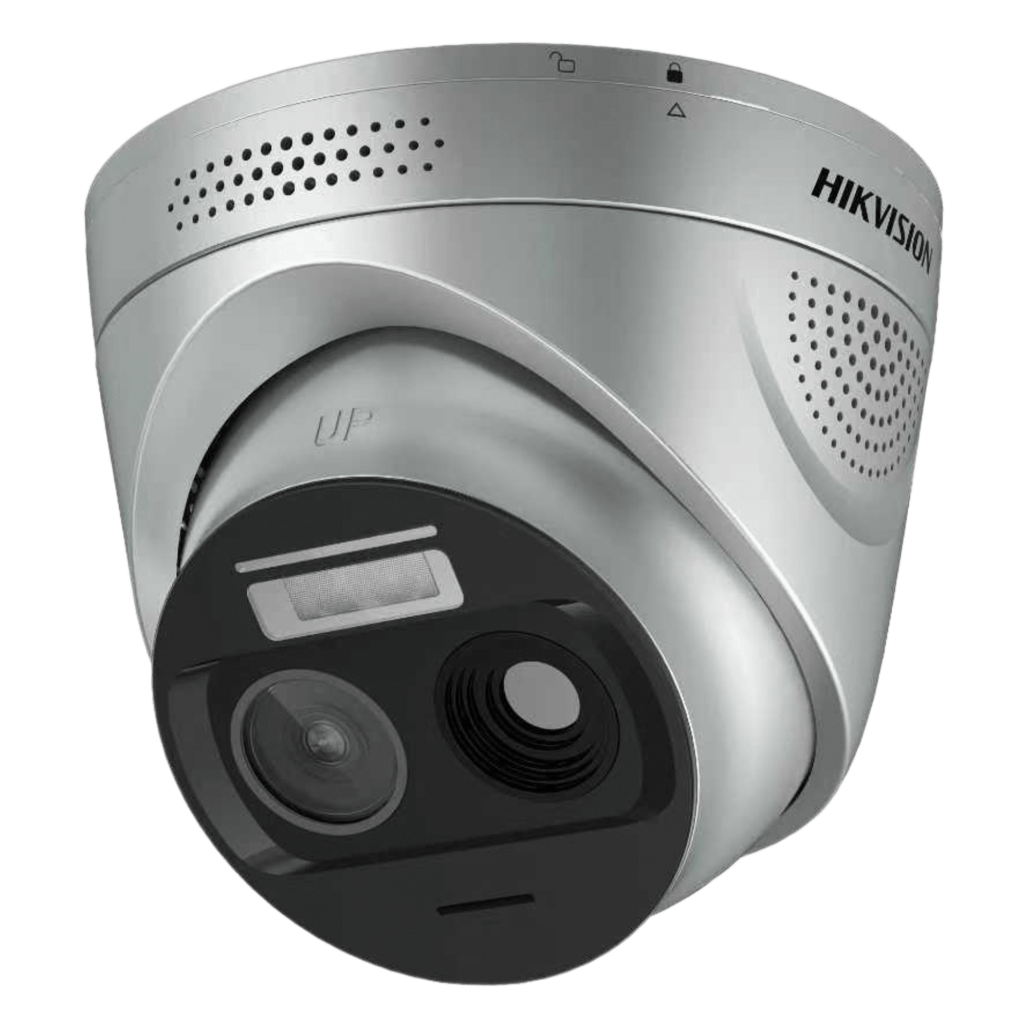 (HikFire) Cámara IP Turret de Detección Térmica de Incendios / Detección de Llamas y Temperaturas Anormales / 4 Megapíxel (Lente Óptico) + 1 Megapíxel (Lente Térmico) / Compatible con Hik-Connect — HIKVISION · SKU HF-VT343