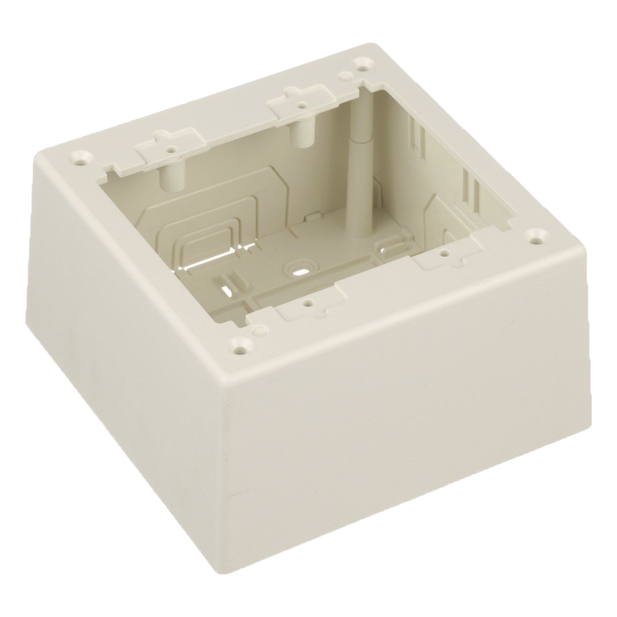 Caja de Pared Superficial Doble / PVC Autoextinguible / 5.19 x 5.19 x 2.75 in (131.9 x 131.9 x 69.8 mm) / Blanco Mate