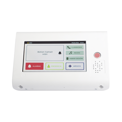 Terminal de Habitación IP para Hospitales / Lector RFID 125 KHz / Audio Bidireccional / SIP / PoE / Pantalla Táctil 7" / Compatible con NX1071 y NX1075