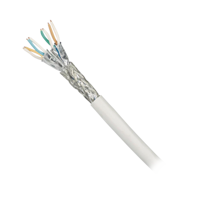 Bobina de Cable Blindado S/FTP de 4 Pares, Cat7, Inmune a Ruido e Interferencias, LSZH (Bajo Humo, Cero Halógenos), Color Blanco, Bobina de 500 Metros (1640 Pies)