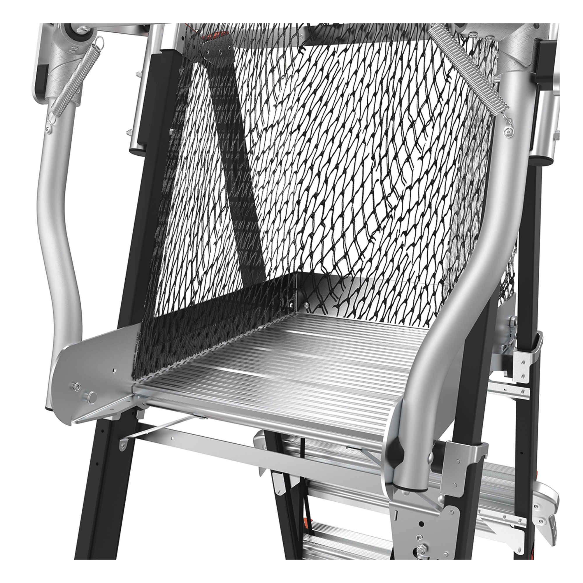 Escalera de Fibra de Vidrio con Jaula de 8'-14' (2.44 - 4.27 m). Con Ajuste en Ruedas (RATCHET™ Leveler) (SKU:18515-817).