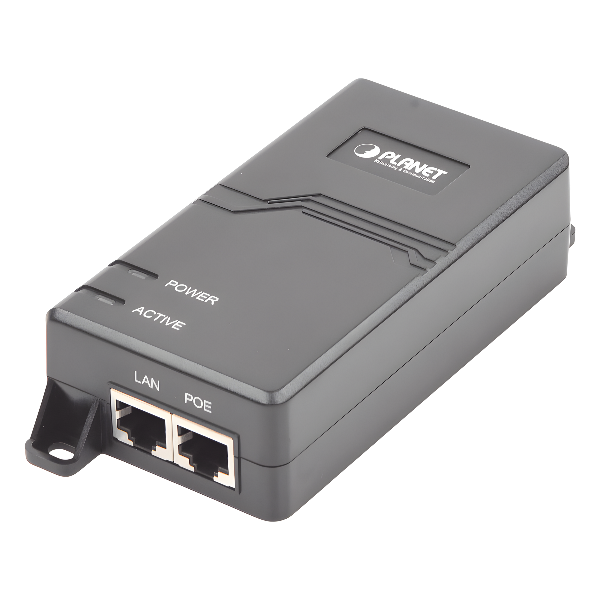 Inyector PoE IEEE 802.3at, Puertos Gigabit, Hasta 30 W de Salida PoE (Mid-span) — PLANET · SKU POE-163