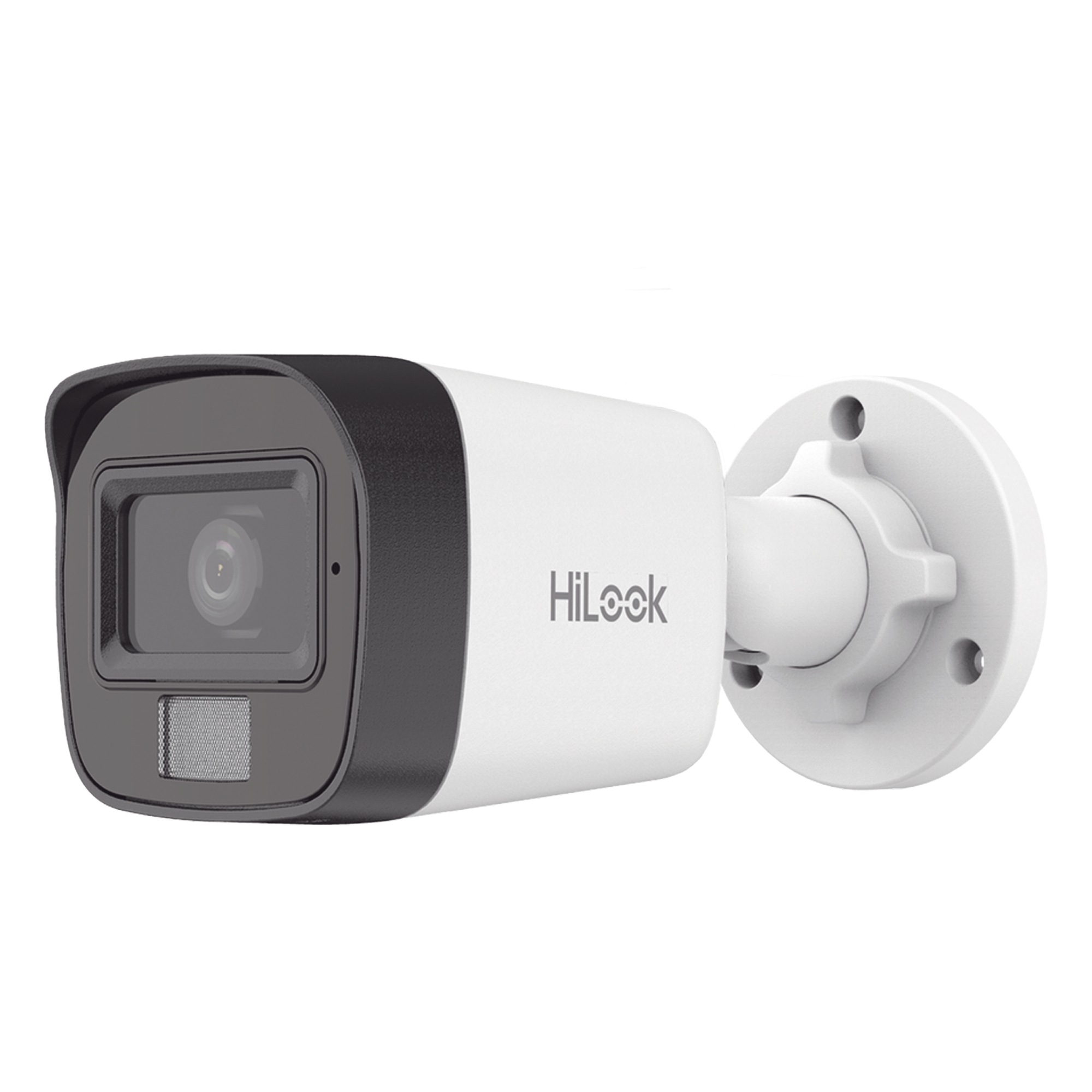 [Dual Light] Bala IP 2 Megapixel (1080p) / Lente 2.8 mm / Ángulo de visión 101° / 20 mts IR + 15 mts Luz Blanca / Micrófono Integrado / ACUSENSE Lite / Exterior IP67 / PoE / dWDR / H.265+ / ONVIF — HiLook by HIKVISION · SKU IPC-B120HA-LUC