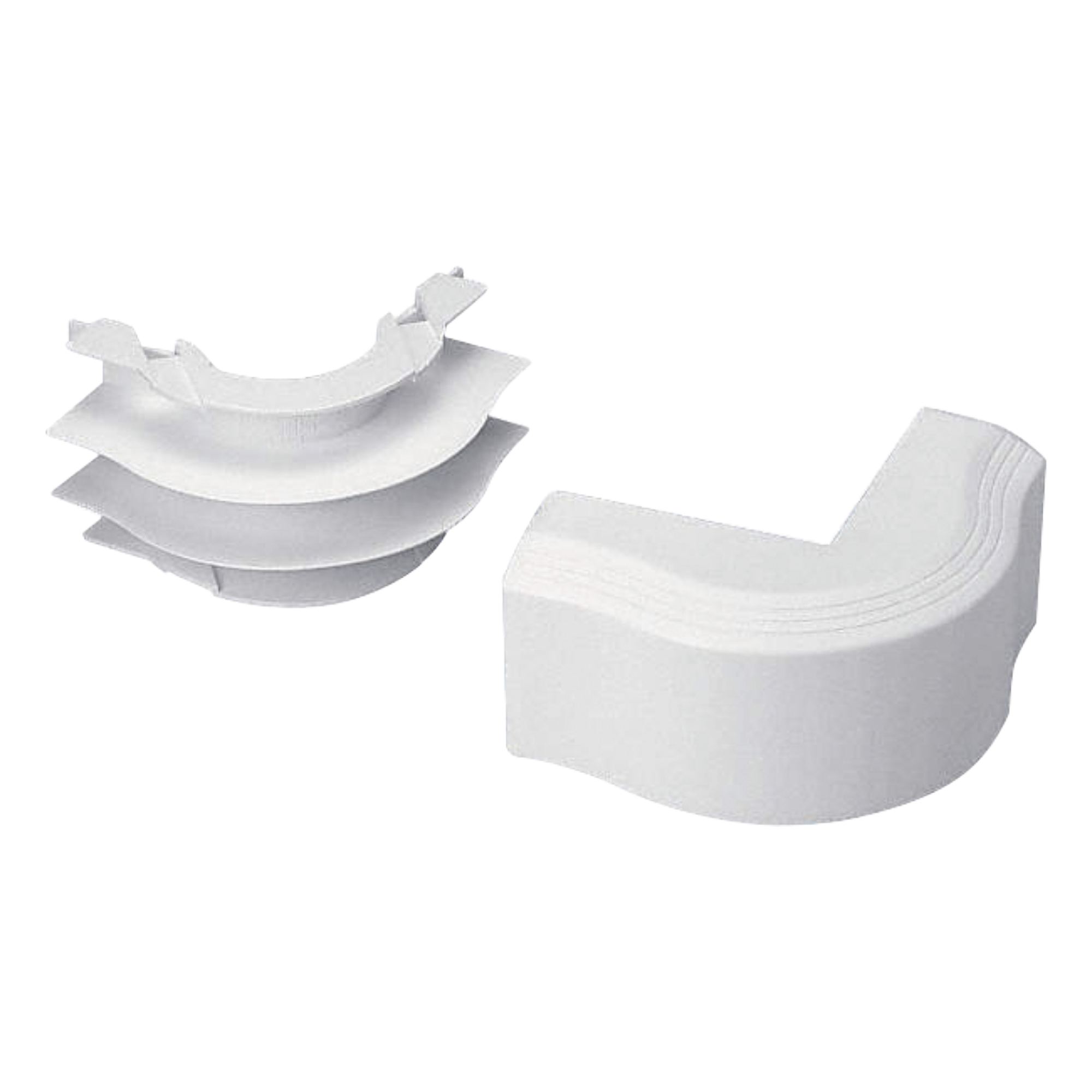 Esquinero exterior, para uso con canaleta T45, Material PVC Rígido, Color Blanco Mate